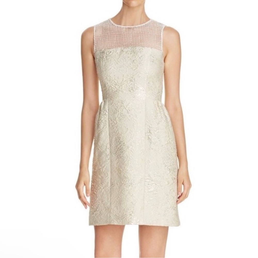 Elie Tahari Winny Champagne Brocade Sheath Cocktail Dress – Size 0